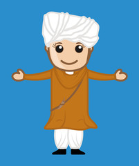 Happy Cartoon Punjabi Woman Gesture
