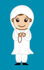 Cute Happy Cartoon Punjabi Girl Praying