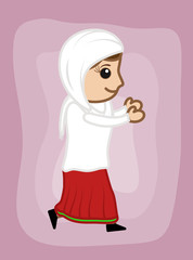 Happy Cartoon Woman Running