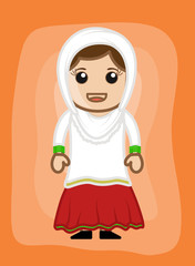 Happy Young Cartoon Woman Character