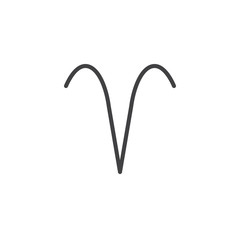 Aries zodiac sign line icon, outline vector sign, linear style pictogram isolated on white. Astrology symbol, logo illustration. Editable stroke.