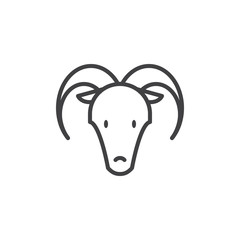 Year of goat line icon, outline vector sign, linear style pictogram isolated on white. Astrology symbol, logo illustration. Editable stroke.