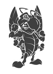 Angry Cartoon Bee Vector Shape