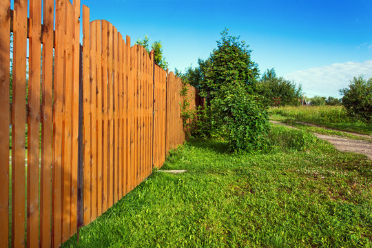 Wooden fence in a country house