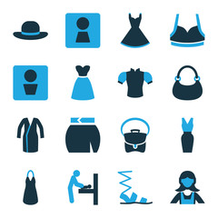 Set of 16 lady bi-color icons