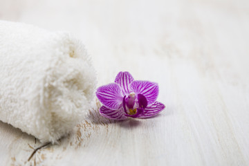 White towel and orchid