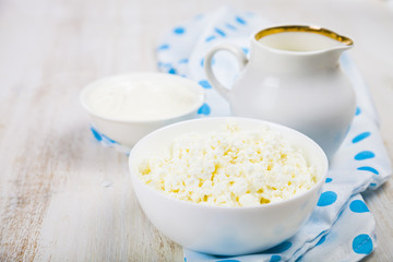 Cottage cheese, sour cream and milk