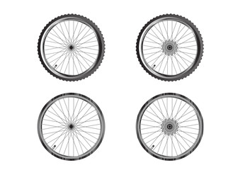 Bicycle wheels , front and back wheels of racing bike and mountain bike