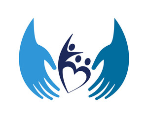 blue care hand human shape figure character icon image vector