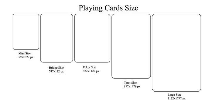 Playing card size model, Mini Bridge size, Poker size, Tarot and Large size Stock Vector | Adobe Stock