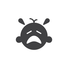 Crying baby icon vector, filled flat sign, solid pictogram isolated on white. Symbol, logo illustration