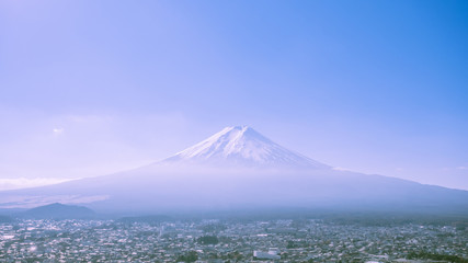 fuji mountain background with city scape from japan