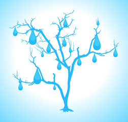 Water Drops Tree Vector