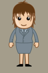 Happy Cartoon Female Employee
