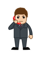 Angry Businessman Talking on Phone with angry face