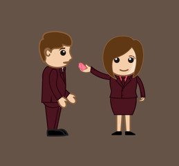 Young Lady Giving Dessert to a Man