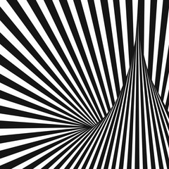 Black and White Abstract Striped Background. Optical Art. 3d Vector Illustration.