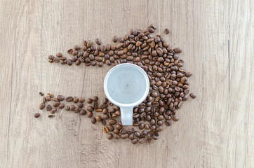 Coffee on wooden table