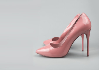 Modern fashionable pink women shoes shot in studio