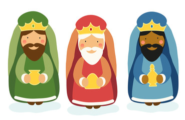 Cute hand drawn characters of Nativity scene