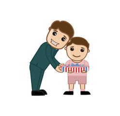Man Presenting Gift to a Kid Boy