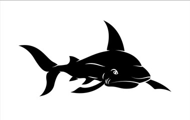 Shark Fish Vector Silhouette - handmade clip-art vector 