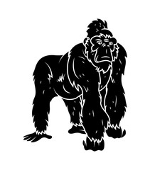 Gorilla Vector Silhouette - handmade clip-art vector 