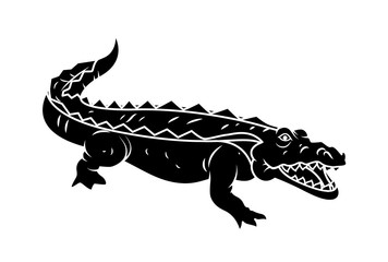 Alligator Vector Silhouette - handmade clip-art vector 