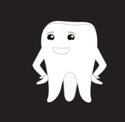 Happy Cartoon Tooth Vector