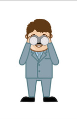 Businessman Watching Through Binocular Vector Illustration