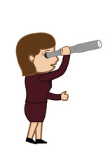 Businesswoman Watching Through Telescope