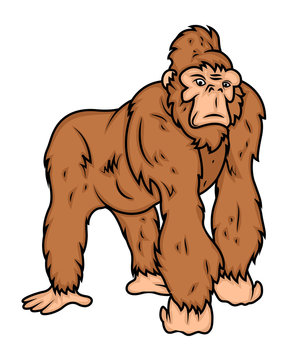 Cartoon Gorilla Character - handmade clip-art vector 