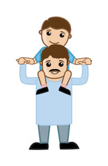 Small Boy Sitting on His Father's Shoulder