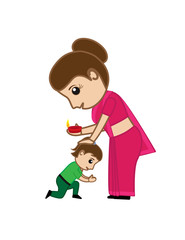 Small Girl Taking Blessings to Her Mother