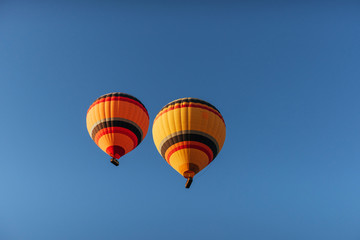 A group of colorful hot air balloons against