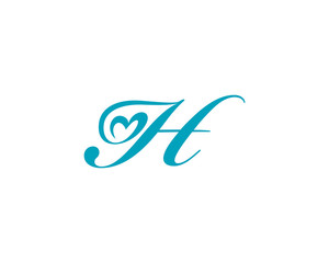 Letter H and heart shape Logo Icon 1