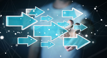 Businessman using digital modern arrow 3D rendering