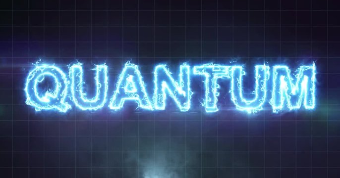 Electric lightning Quantum word on black background in 4k