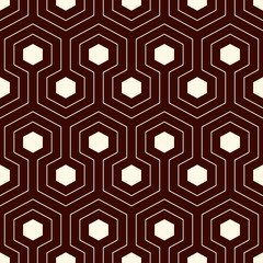 Honeycomb grid background. Outline repeated hexagon wallpaper. Seamless surface pattern with classic geometric ornament.