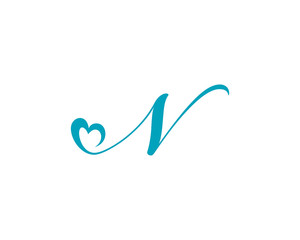 Fototapeta na wymiar Letter N and heart shape Logo Icon 1