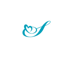 Letter S and heart shape Logo Icon 1