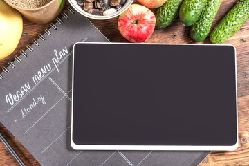 Vegan Menu Plan with Digital Tablet