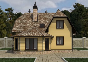 Fototapeta na wymiar House Photorealistic Render 3D Illustration