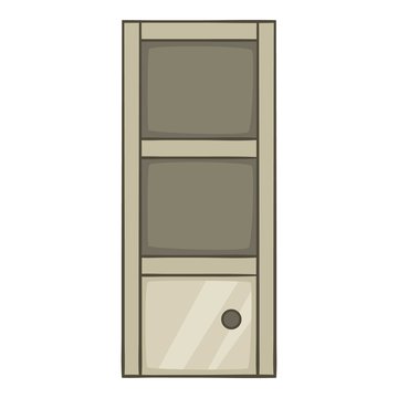 Grey bookcase icon, cartoon style