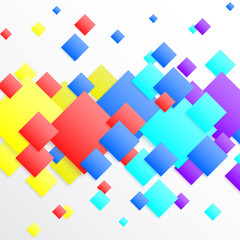 White abstract background with colourful rhombus. Vector paper illustration.
