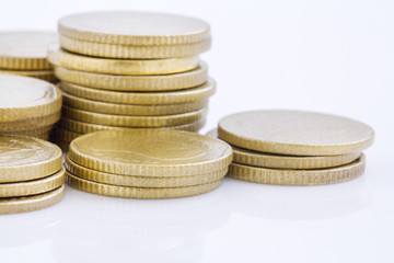 gold coin stack isolated on white