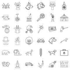 Zoo icons set, outline style