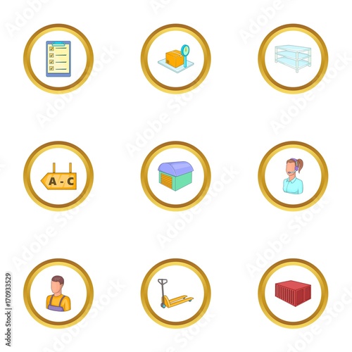 "Storage icons set, cartoon style" Stock image and royalty-free vector