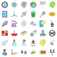 Operator support icons set, cartoon style