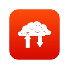 Clouds with arrows icon digital red